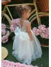 Ivory Lace Tulle Stunning Flower Girl Dress With Detachable Train